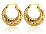 Luxury Shiny Zircon Hoop Earrings for Women Trendy Golden Stainless Steel Wed Ear Geometric Circle Earring Jewelry Pendientes
