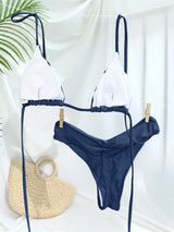 Sexy Folds Bikini Set Solid Micro Bikinis Women Swimsuit Female Triangle Swimwear Beach Wear Bathing Suit
