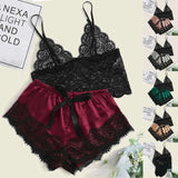 Pajama Sets Sexy Pajamas for Women 2 Pieces Top Shorts Set Sleepwear Clothes Lace Pajamas Underwear Lingerie