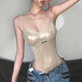 Summer New Fashion Solid Color Lingerie Sexy One-Piece Lace-Up Sleeveless Slim Fit Bodysuit Casual Streetwear Festival Outfit
