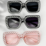 Diamond Oversized Sunglasses Big Square Frame Sunglasses UV400 Crystal Eyewear Retro Rhinestone Frames Eyeglasses