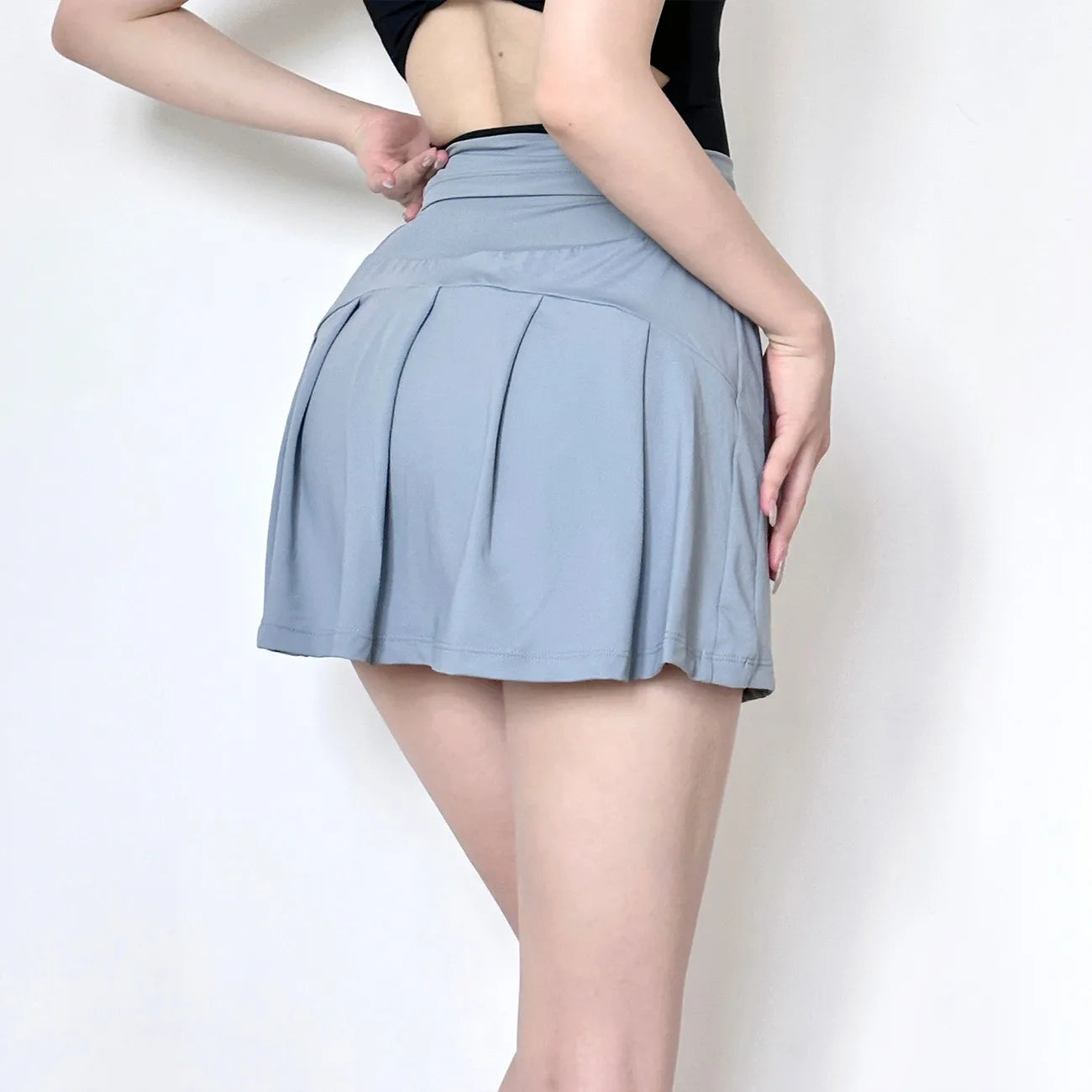 Women's High Waisted Cooling Ice Silk Skort - Quick-Dry, Anti-Exposure, Side Pockets, UV Protection for Yoga Running Fitness
