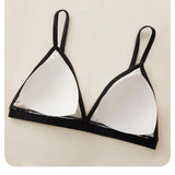 Women Triangle Bra and Panties Set Sheer Floral Lace Bralette Low-Rise Briefs Sexy Lingerie Set Removable Pads Ladies Underwear