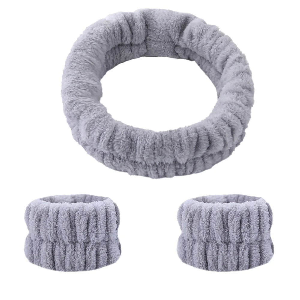 Face Wash Wristband Set Women's Headband Wristbands Absorbent Waterproof Wristbands Makeup Face Wash Hair Bands