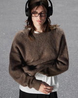 Hirsionsan Basic O Neck Basic Sleeve Sweater Women 2025 Oversized Short Knitted Wool Pullover Female Casual Thick Warm Soft Tops