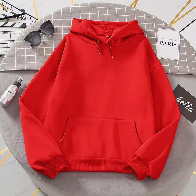 2025 white Hoodies men women Autumn Long Sleeve Pullover Tops Casual Pocket Hoodies Unisex Outer Loose Sport Wear