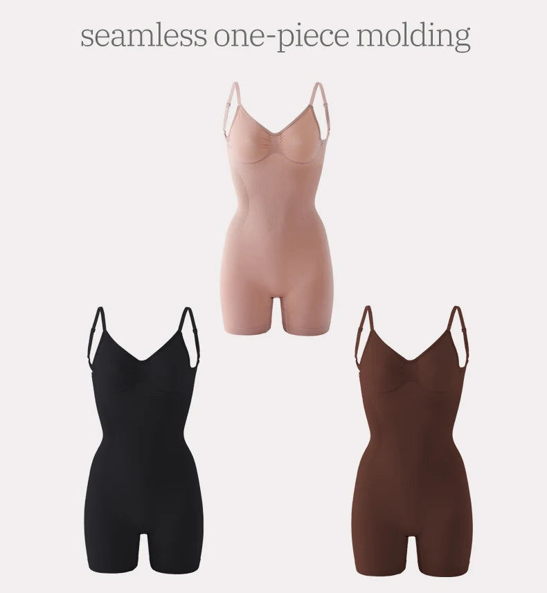 Flarixa Women's Low Back Seamless Bodysuit Tummy Control Hip Lifter Full Body Shaper Backless Shapewear Jumpsuit Slim Corset