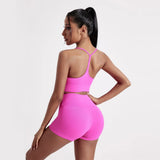 Solid Color Y Shape Line Women Fitness Sport Bra Top Soft Tight Comprehensive Training Jogging Gym Yoga Underwear With Chest Pad
