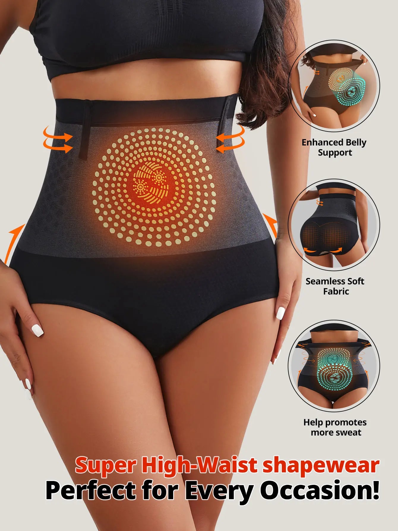 Flarixa 1/2/3Pcs Seamless Women's High Waist Abdomen Control Panties Magnetic Therapy Warm Uterus Underwear Body Shaping Briefs