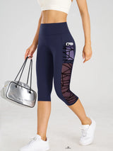 High Waist Yoga Crop Pants Leggings With Pockets Sports Fitness Casual Tight Yoga Pants Side Cross Mesh Stitch Capri Leggings