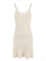 Sexy Crochet Halter V Neck Chic Ruffle Knit Beach Mini Dress 2026 Women Comfy Swimsuit Cover Up Seaside Holiday Club Dresses K58
