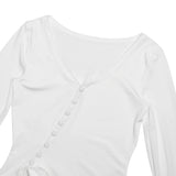 Absobe Women's A-Line Bodycon Mini Dress Ruffle Hem V-Neck Asymmetrical Buttons Long Sleeve Short Dress Party Streetwear Outfits