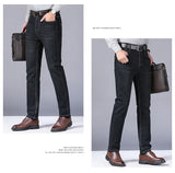 Men Fashion Straight Jeans Men 2026 New Stretch Slim Fit Pants Comfortable Soft Business Denim Trousers Male Brand Clothing