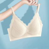New Top Lace Seamless Women's Underwear Small Chest Gathered Non-slip No Steel Ring Sexy Sling Beautiful Back Bra Thin Section