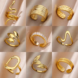 316L Stainless Steel Rings for Women Gold Color Never Fade Luxury Classic rings wedding couple rings Jewelry Free Shipping