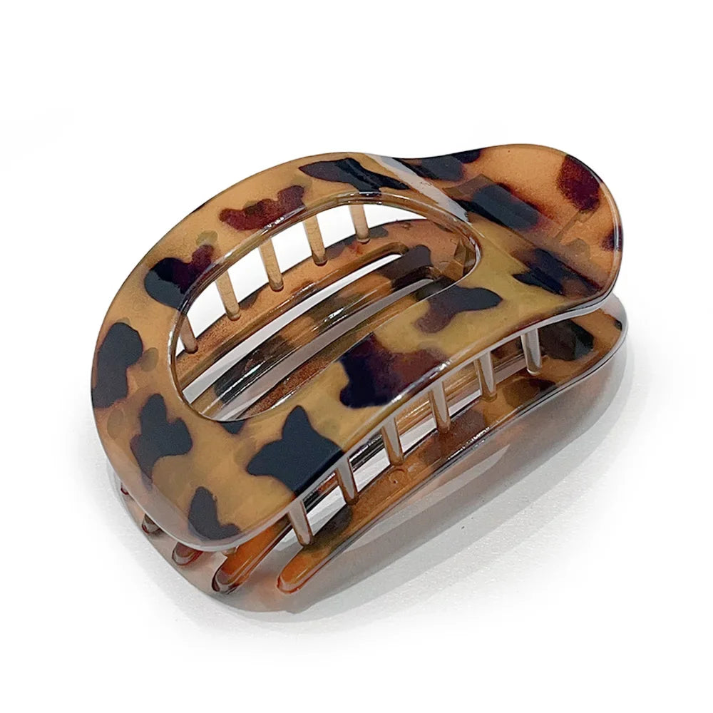 Leopard Matte Oval Hair Claw Clip for Women New Design Curved Flat Acrylic Barrettes Fashion Styling Hair Accessories