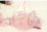 MOYISU New Arrival Luxury Pure Desire Lace Tulle Sexy Panties Lingerie Set Lilacs Embroidery Girl Boobs Big Size Big Boobs Small