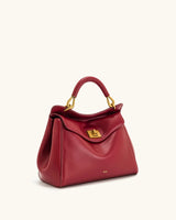 JW PEI Lucia Top-Handle Bag Luxury Designer Crossbody Shoulder Bag for Women Elegant Turn Lock Vegan Leather Messenger Purse