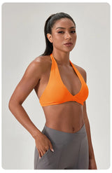 YOGA Naked Feeling Strappy Padded Sports Bras for Women - Fitness Workout Top Criss Cross Back Yoga sports Bras No steel ring
