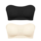 Women's Sexy Strapless Push Up Bra Removable Padded Seamless Ice Silk Top Women Invisible Beauty Back Anti-slip Off-shoulder Bra