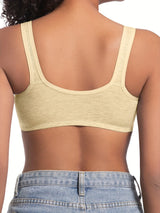 Women's Bra Wire-Free Front Closure Solid Color Full Coverage Fixed Cups More Considerate for Middle-Aged And Elderly Individual