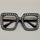 Diamond Oversized Sunglasses Big Square Frame Sunglasses UV400 Crystal Eyewear Retro Rhinestone Frames Eyeglasses