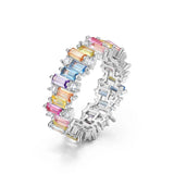 ALLNOEL Rainbow Band Ring for Woman Pure 925 Sterling Sliver 5A Zircon Eternity Fine Jewelry Colorful Engagement Birthday Gifts