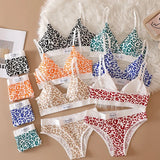 1/3/8Pcs Seamless Bra Set Low Waist Panties Leopard Bralette Sexy Lingerie Set Vneck Sport Brassiere Female Cotton Underwear Set
