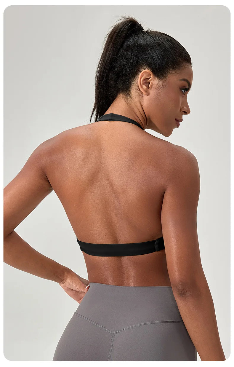 YOGA Naked Feeling Strappy Padded Sports Bras for Women - Fitness Workout Top Criss Cross Back Yoga sports Bras No steel ring