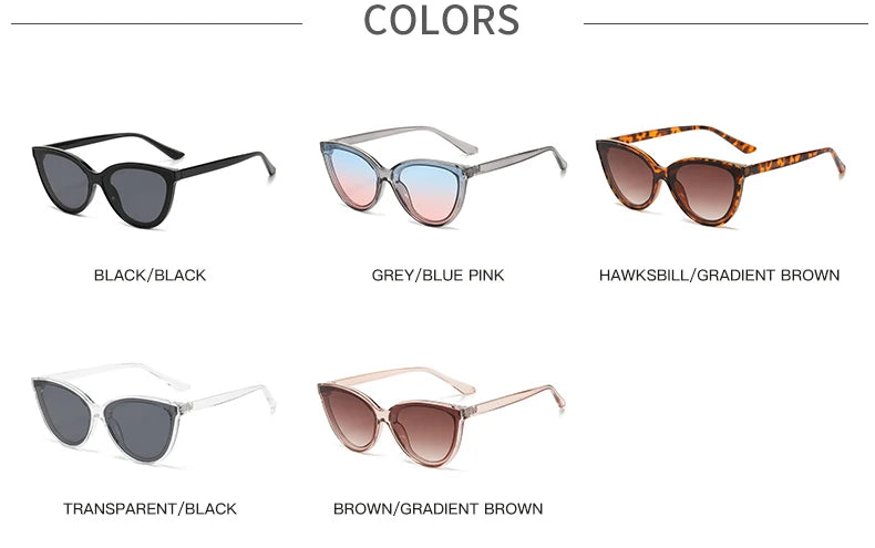 Large Frame Cat Eye Sunglasses Women New Retro Minimalist Style Gradient Sun Glasses High Quality Eyeglasses UV400
