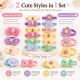 12PCS New Cut Hair Ties Princess Sweet Flower Bow Girls Women Elastic Hair Bands Hair Accessories Headwear Scrunchies 2030