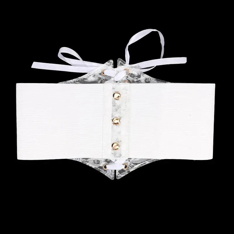Fashion Women Waist Corset Flower Embroidery Elastic Waistband Black White Red Pink Wide Lace Slimming Body Belts Cummerbunds