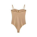 Zevity 2025 Women Sexy Spaghetti Strap Inner Style Beach Wear Bodysuits Ladies Soft Slim Swimsuit Playsuits Mujer Rompers LS9043