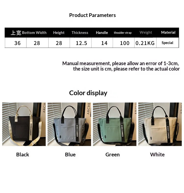 Trending Women Waterproof Nylon Tote Bag Large Capacity Lightweight Crossbody Bag for Student Work Travel Gym