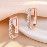 Hot Popular 925 Sterling Silver Charms Crystal Jewelry Fashion Zircon Circle Hoop Earrings For Woman Lady Wedding Party Gift