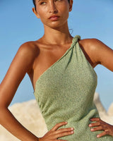 2026 Sexy Knit One Shoulder Halter Neck Beach Mini Women's Holiday Party Dresses Outfit Chic Beachwear Swimsuit Cover Up K265