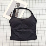 Women's Halter Neck Backless Camisole Sports Set with Padded, Shockproof Yoga Tank Top for Gym Fitness Workout & Daily Outdoor W