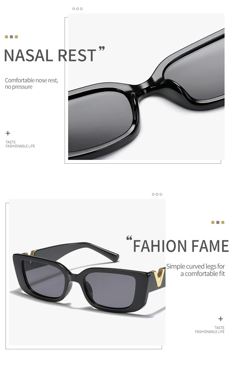 Fashion Cat Eye Sunglasses Luxury V Sun Glasses For Ladies Classic Rectangle Driving Eyewear UV400