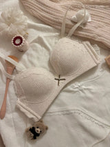 Teenage Sexy Lace Floral Bra Set Comfortable Non-steel Ring Beauty Back Small Breasts Gathered up Support Anti-Sagging Bra Set