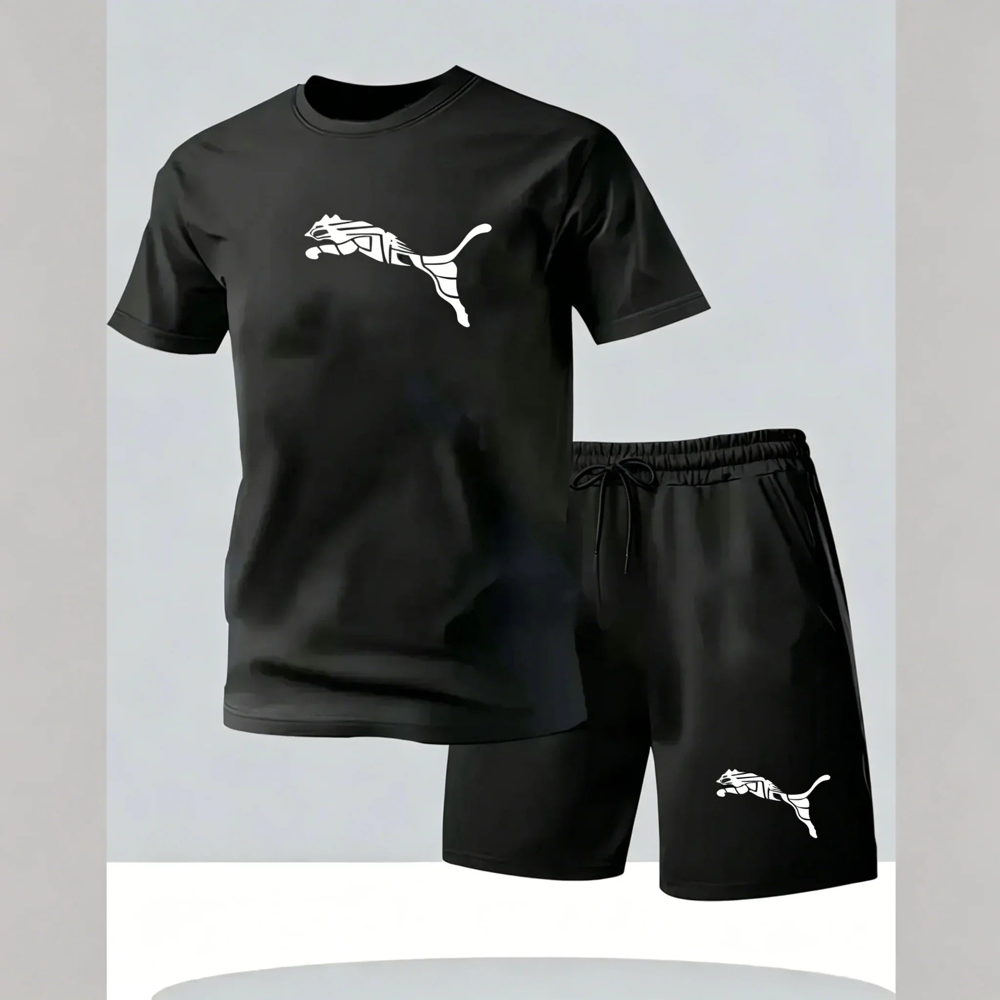 Men's new fashionable casual T-shirt shorts two-piece set 2026 men's summer outdoor sports breathable set