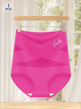 1pcs High Waisted Women's Panties Breathable Mesh Cross Tummy Cinching Ice Silk No Trace Triangle Panties Tummy Tuck Shape