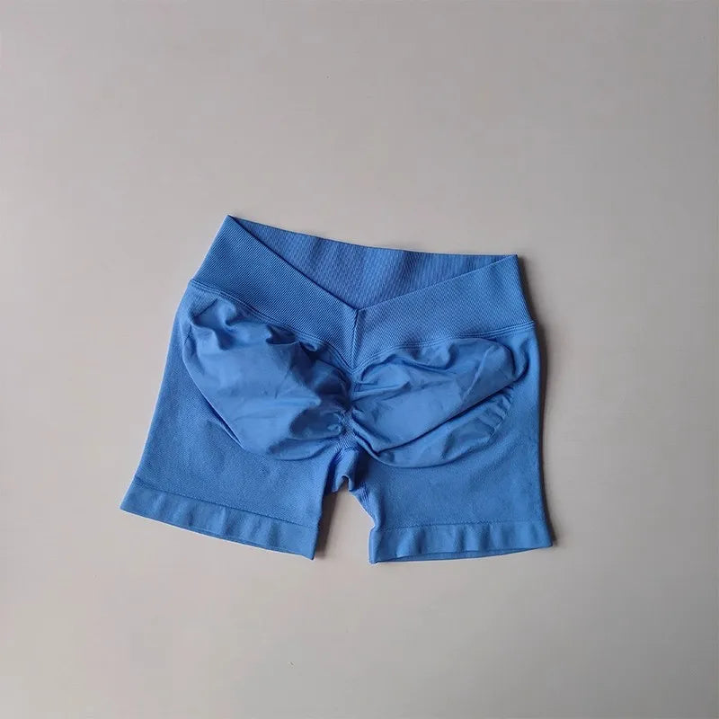 Women's High-Waist Yoga Sports Shorts Summer V-Shaped Widen Peach Hip Lifting Tight Fit Three-Part Fitness Shorts
