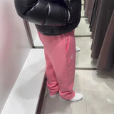 High Waist Autumn Drawstring Zipper Sweatpants Solid Color Casual High Street Hip-Hop Rap Y2K Style Trousers