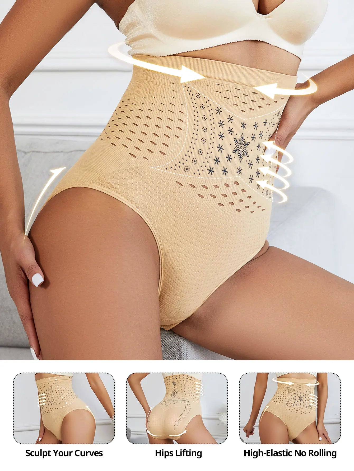 Seamless Restoration Shaper Brief Women Tummy Control Shapewear Hollow Out Fat Burning Slimming High Waist Underwear Panties
