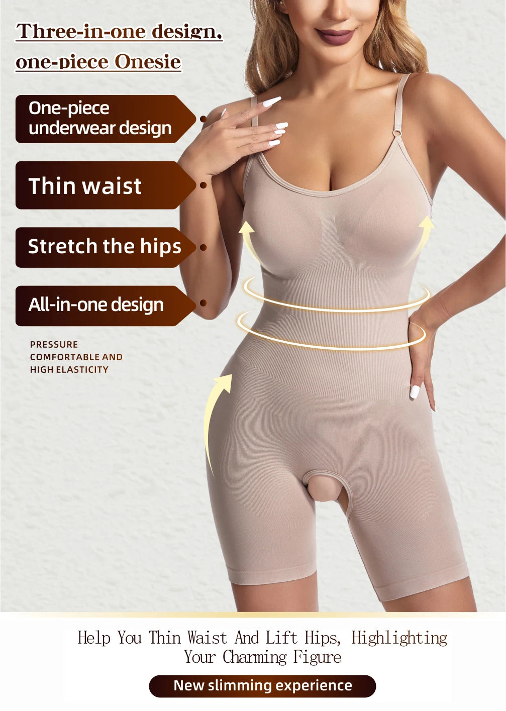 Women Seamless Bodysuit Compression Open Crotch Shapewear Push Up Belly Tightening Corset Slimming Butt Lifter Full Body Shaper