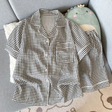 Women's sleepwear, summer short sleeved shorts, breathable and comfortable set, lapel cardigan, home clothes can be worn outside