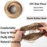 Elegant Synthetic Hair Bun for Women Soft Comfortable Chignon Style Elastic Rubber Band Scrunchy Updo Hairpiece