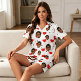 Custom Women's Summer Face Sleepwear Loungewear Custom Women's Short Sleeve Sleepwear Set Personalized Face Pajamas Cool Summe
