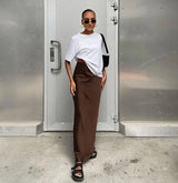 Elegant Satin Black Trumpet Skirts Fashion Slim High Waist Skirts Women Female Solid Office Long Skirt Spring Summer