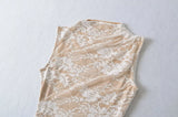 2025 Women's Summer Elegant Beige Black Sleeveless Lace Bodysuits Lady Luxury High Quality Street Bodycon Rompers Jumpsuits Tops